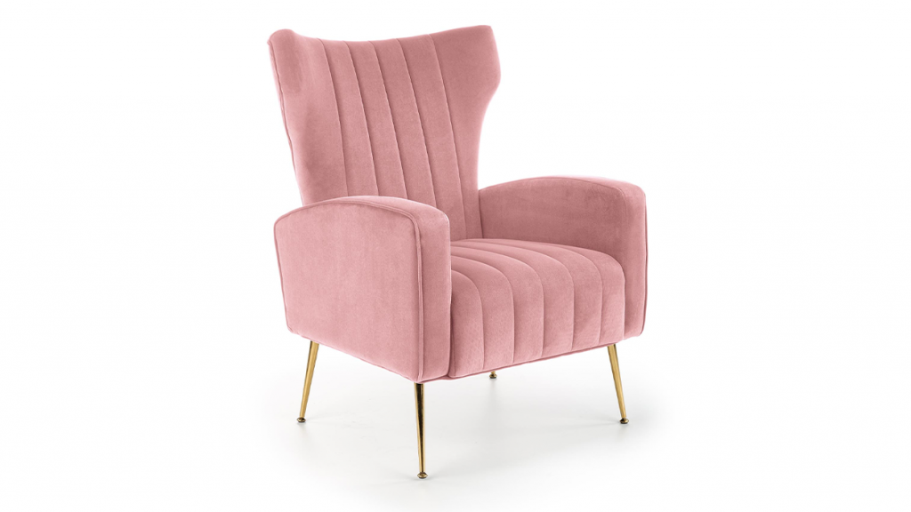 nowoczesny fotel w kolorze różowym